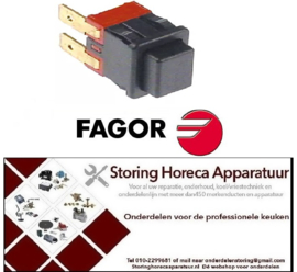 109345690 -Drukschakelaar tastend inbouwmaat 19x13mm vierkant zwart 1NO 250V 16A aansluiting vlaksteker 4,8mm FAGOR