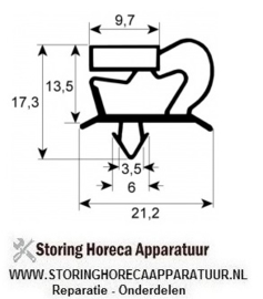 047900020 - Koeldeurrubber profiel 9048 B 372mm L 385mm steekmaat schuiflade koeltechniek (  Electrolux, Whirlpool, Zanussi )