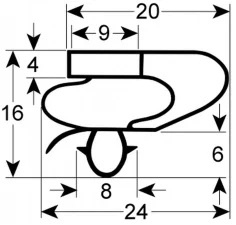 119902048 - Koeldeurrubber B 165mm L 385mm steekmaat TEFCOLD