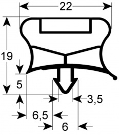 927901611 - Koeldeurrubber B 455mm L 580mm steekmaat AFINOX