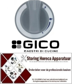 981112676 - Knop gaskraan met ontstekingsvlam ø 60mm as ø 8x6,5mm afvlakking boven grijs GICO