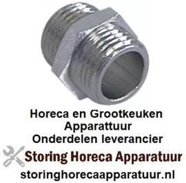 425520168 - Dubbelnippel messing vernikkeld aansluiting 1/2" - 1/2"