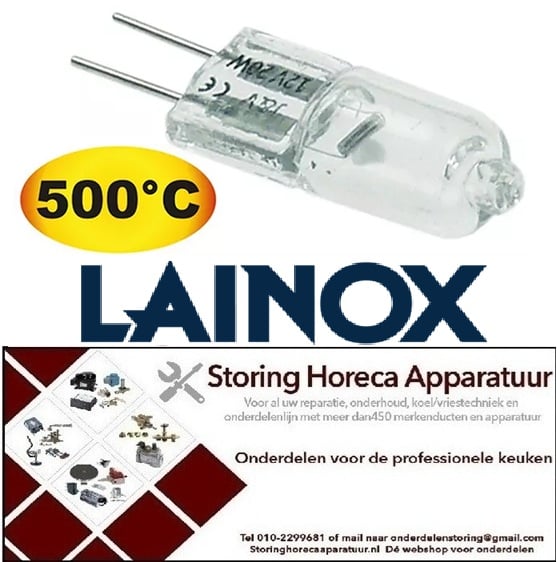 238359599 - Halogeenlamp fitting G4 12V 20W temp. bestendigheid 500°C 250lm levensduur 2000h LAINOX
