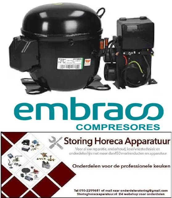 225605078 -Compressor koelmiddel R404a/R507 type NT2180GK 220-240V 50Hz LBP volledig hermetisch 17,3kg 1HP EMBRACO
