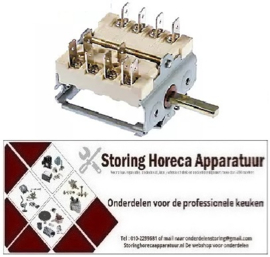336300166  - Nokkenschakelaar 2-schakelstanden 4NO schakelvolgorde 0-1 16A as ø 6x4,6mm as L 23mm