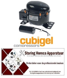 791.6052.82 - Compressor koelmiddel R134a type 220-240V 50/60Hz HBP 5,4kg 1/8HP cilinderinhoud 3,8cm³ CSIR 104W - CUBIGEL