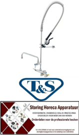 621594025 - Voorspoeldouche met wandbevestiging keramisch bovendeel 1-2  90° met zwenkventiel  T&S