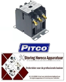 675381278 -Relais AC1 40A 120VAC 30A/10HP (AC3/240V) 30A/7,46kW hoofdcontact 3NO Pitco
