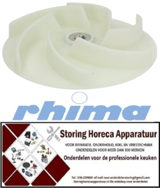 165510602 - Pompschoep ø 110mm H 34mm rotatierichting rechts draad M8L schacht ø 28mm afname ø 12,2mm messen 6 voor waspomp vaatwasser RHIMA