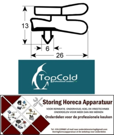 121901524 - Koeldeurrubber L1 720mm L2 1710mm steekmaat voor TOPCOLD Chef 600