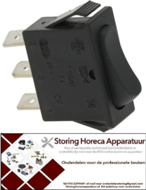 151301013 - Wipschakelaar inbouwmaat 30x11mm zwart 1CO 250V 16A aansluiting vlaksteker 6,3mm