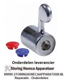 5484.05483.34 - Kraan hendelgreep ø 30mm voor bovendelen 1/2" koud - warmwater asafname ø 7,5mm H 41mm rood/blauw