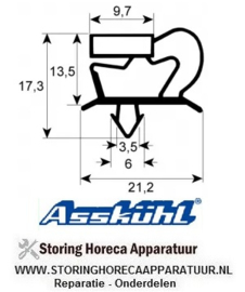 63900785 - Koeldeurrubber profiel 9048 B 635mm L 735mm steekmaat ASSKUHL