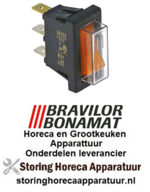 214301260 -Wipschakelaar inbouwmaat rechthoekig oranje 1NO/signaallamp 250V 16A verlicht Bravilor