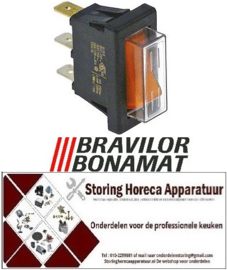 214301260 - Wipschakelaar inbouwmaat rechthoekig oranje 1NO/signaallamp 250V 16A verlicht BRAVILOR