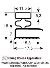 056901077 - Koeldeurrubber profiel 9031 - B 285mm - L 425mm buitenmaat AFINOX