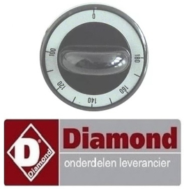 930110699 -Knop thermostaat t.max. 180°C ø 62mm as ø 6x4,6mm afvlakking DIAMOND EUROPE : E60/F10-3T-230/3boven zwart instelbereik 100-180°C