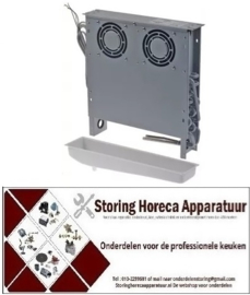 176750780 - Verdamper L 400mm H 415mm dikte 83mm inbouwpositie zijdelings 230V met bak 50Hz voor koeling