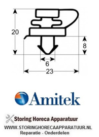 052R00153 - Koeldeurrubber profiel 9157 B 395mm L 225mm steekmaat AK901 AMITEK