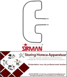 354416487 - Verwarmingselement 750W 230V L 183mm B 324mm pijp ø 6,3mm L1 31mm L2 152mm B1 134mm B2 56mm Hotdogapparaat SIRMAN