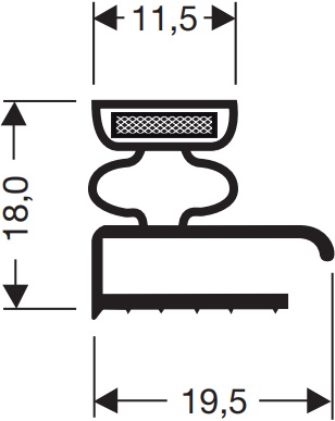 168901768  - Koeldeurrubber B 802mm L 1552mm buitenmaat  AFINOX