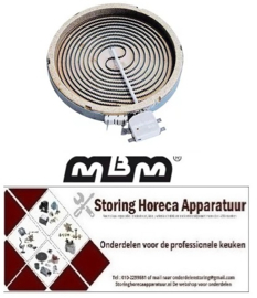 989490113 -Stralingselement 1800W 230V VC 1 ø 200mm met kartelmes verwarming met temperatuurmelder MBM