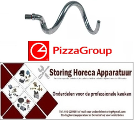 3178300490 - Kneedhaken deegmixer  draad M22x1,5 werklengte 285 mm PIZZA-GROUP 33-42-53 TF-TR