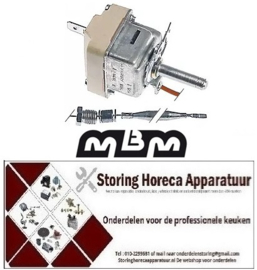 807375765 -Thermostaat t.max. 180°C instelbereik 95-180°C 1-polig 1NO 16A voeler ø 6mm voeler L 130mm MBM