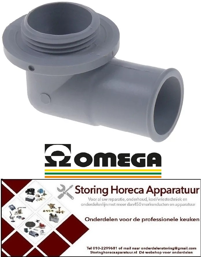 605507449 - Afvoerventiel draad 1" slang ø 30mm voor vaatwasser OMEGA