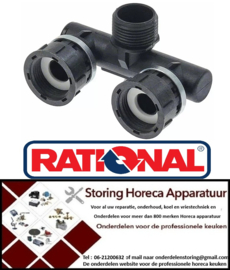 175512184 - Slangaansluiting kunststof draad 3/4" aansluitafstand 60mm T-vorm RATIONAL