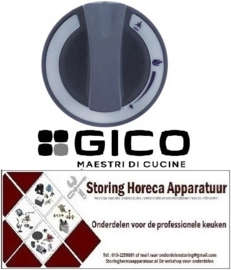 981112681 - Knop gaskraan met ontstekingsvlam ø 60mm as ø 10x8mm afvlakking links grijs GICO