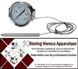 3233441085 - Thermometer inbouw ø 60mm 0-500°C voeler ø 8mm voeler L 100mm capillaire 1200mm