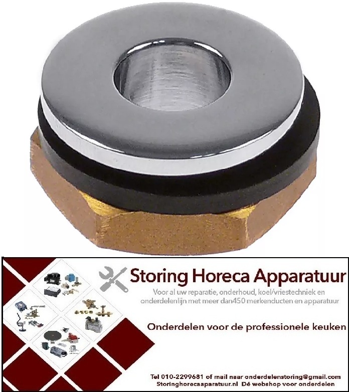 134515040 - Afvoerventiel grootte 1/2" totale hoogte 16mm AD ø 28mm messing verchroomd