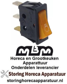 447345384 - Wipschakelaar inbouwmaat 30x11mm geel 1NO/signaallamp 250V 16A 0-verlicht MBM