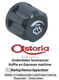 3241.110.91 - Knop stoom ø 40mm as ø 10 x 8 mm afvlakking boven zwart ASTORIA