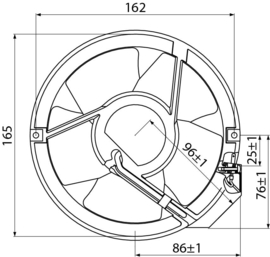 601755 - Axiaalventilator ø 172mm H 51mm 230VAC 50Hz 24W lager kogellager aansluiting vlaksteker 2,8mm