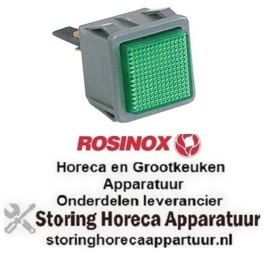 659345978 -Signaallamp inbouwmaat 28,5x28,5mm 230V groen ROSINOX