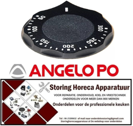 604110114 - Knop thermostaat ø 60mm as ø 6x4,6mm afvlakking boven zwart instelbereik 50-300°C - ANGELO -PO