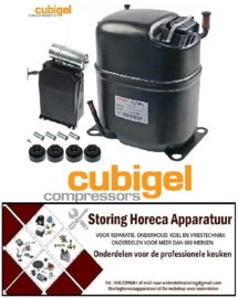238605195 -Compressor koelmiddel R404a/R507 type MS34FB 1HP cilinderinhoud 34,42cm³ CSR 220-240V H 276mm 3487W Cubigel