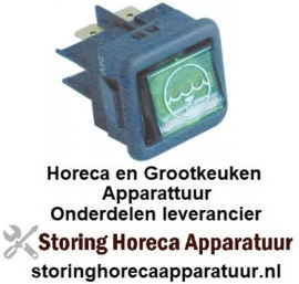 113345843 - Wiptaster inbouwmaat 27,8x25mm groen 2CO 24V 16A verlicht afloop aansluiting vlaksteker 6,3mm