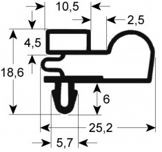 432901501 - Koelkast deurrubber B 573mm L 1605mm steekmaat TEFCOLD