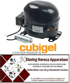 171605093 -Compressor koelmiddel R404A type MX21TBa 1HP cilinderinhoud 20,73cm³ CSR 220-240V H 221mm 970W Cubigel