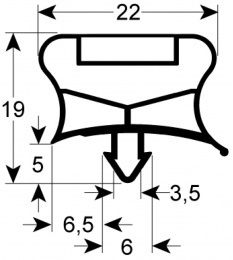 930901612 - Koeldeurrubber B 530mm - L 580mm steekmaat  AFINOX