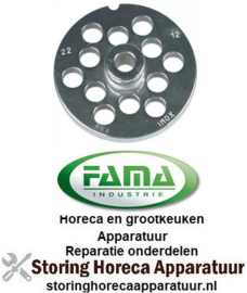 236696131 - Gatenschijf grootte 22 gat ø 12mm met naaf 1 RVS ø 82mm voor gehakt / vleesmolen FAMA