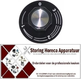 171110075 - Knop energieregelaar 1-3 ø 50mm as ø 6x4,6mm afvlakking boven zwart