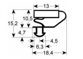 9432901791 - Koeldeurrubber B 659mm - L 731mm  steekmaat AFINOX