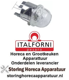 145357162 -Ovenlamp fitting G4 12V 16W inbouw ø 35,5mm aansluiting kabel 450mm temp. bestendigheid 300°C  ITALFORNI