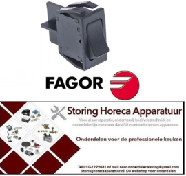 734347873 - Wiptaster inbouwmaat 27,4x12,4mm zwart 1NO 250V 16A aansluiting vlaksteker 6,3mm FAGOR