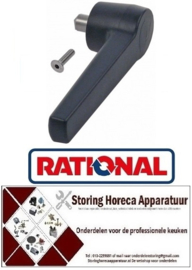 636693560 - Deurgreep L 205mm B 58mm H 55mm zwart kunststof as 20mm as ø 18mm RATIONAL