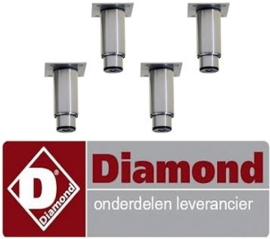 445PRX4-HE - Set van 4 regelbare poten in RVS voor kasten DIAMOND